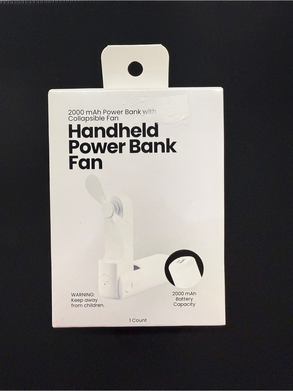 GEMS Handheld Power Bank Fan 2000 mAh Collapsible USB-C Rechargeable Phone Fan